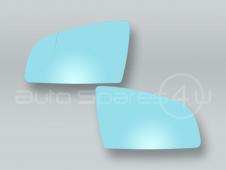 Blue Heated Door Mirror Glass and Backing Plate PAIR fits 2005-2008 AUDI A6