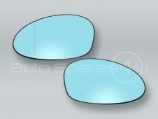 Blue Heated Door Mirror Glass and Backing Plate PAIR fits 2006-2008 BMW 3-Series E90 E91