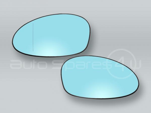 Blue Heated Door Mirror Glass and Backing Plate PAIR fits 2006-2008 BMW 3-Series E90 E91