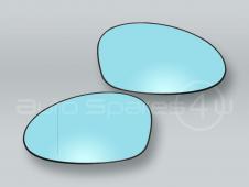 Blue Heated Door Mirror Glass and Backing Plate PAIR fits 2007-2009 BMW 3-Series E92 E93