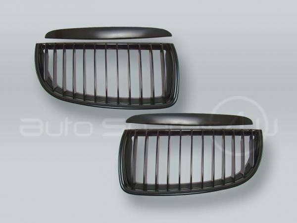 Black Front Grille with Trim PAIR fits 2006-2008 BMW 3-Series E90 E91