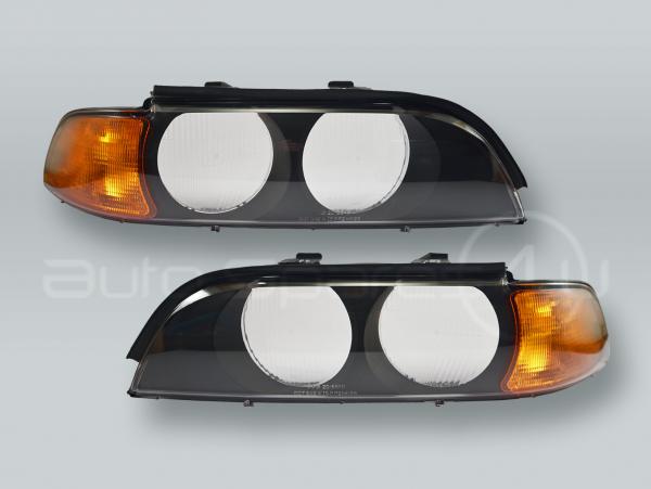 TYC w/Amber Halogen Headlight Lens Cover PAIR fits 1996-2000 BMW 5-Series E39