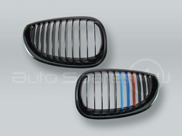 Black M-Color Front Grille PAIR fits 2004-2009 BMW 5-Series E60 E61