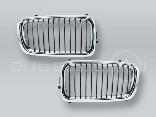 Chrome/Black Front Hood Grille PAIR fits 1999-2001 BMW 7-Series E38