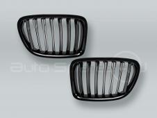 Gloss Black Front Grille PAIR fits 2009-2015 BMW X1 E84