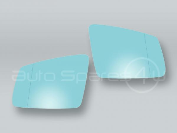 Blue Heated Door Mirror Glass and Backing Plate PAIR fits 2010-2016 MB E-class W212 C207