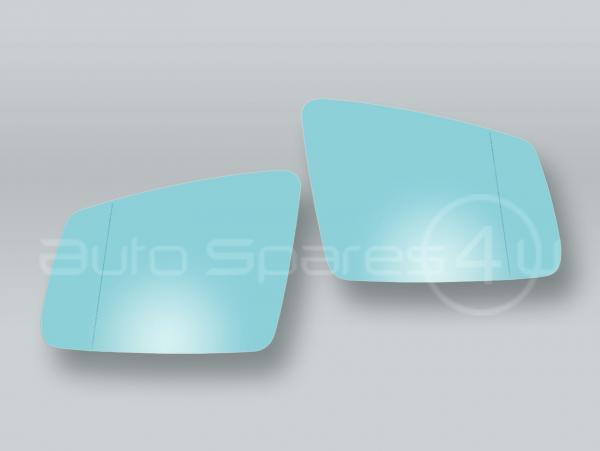 Blue Heated Door Mirror Glass and Backing Plate PAIR fits 2010-2013 MB S-class W221