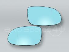 Blue Heated Door Mirror Glass and Backing Plate PAIR fits 1998-2004 MB SLK R170