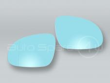 Blue Heated Door Mirror Glass and Backing Plate PAIR fits 2005-2010 VW Passat